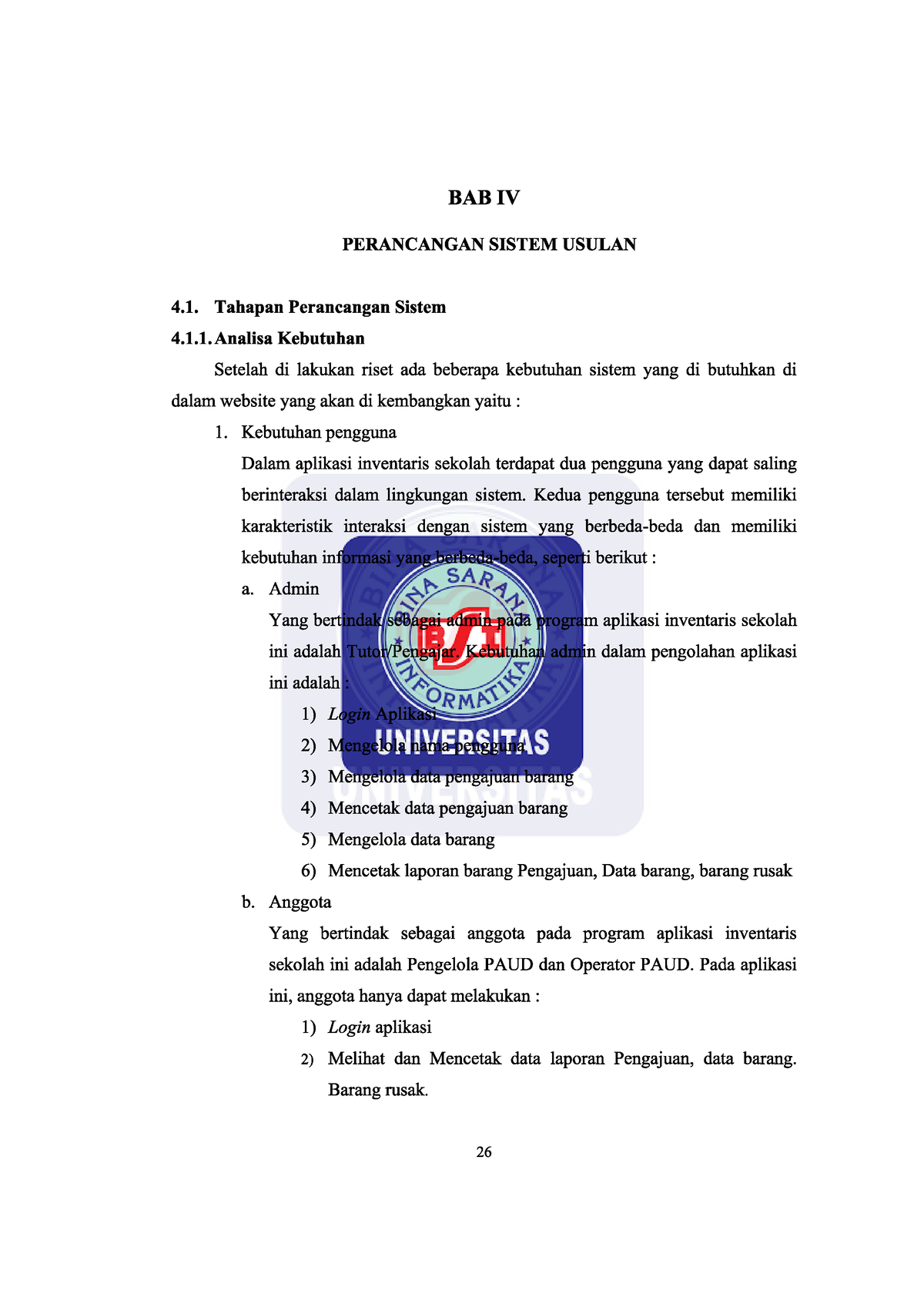 Perancangan Sistem Informasi Inventaris Berbasis WEB Pada PAUD - Bab 4 ...