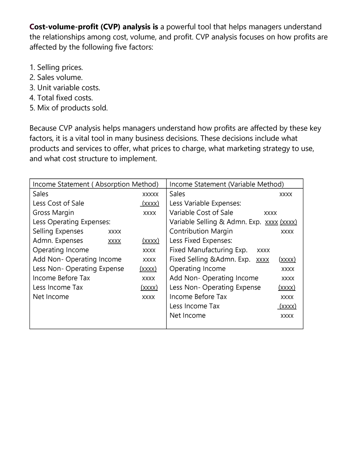 CVP Analysis Lecture - Cost-volume-profit (CVP) Analysis Is A Powerful ...