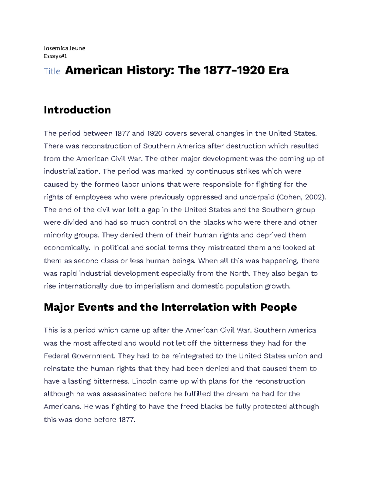Word America’s Gilded Age ,18701890 Josemica Jeune Essays Title