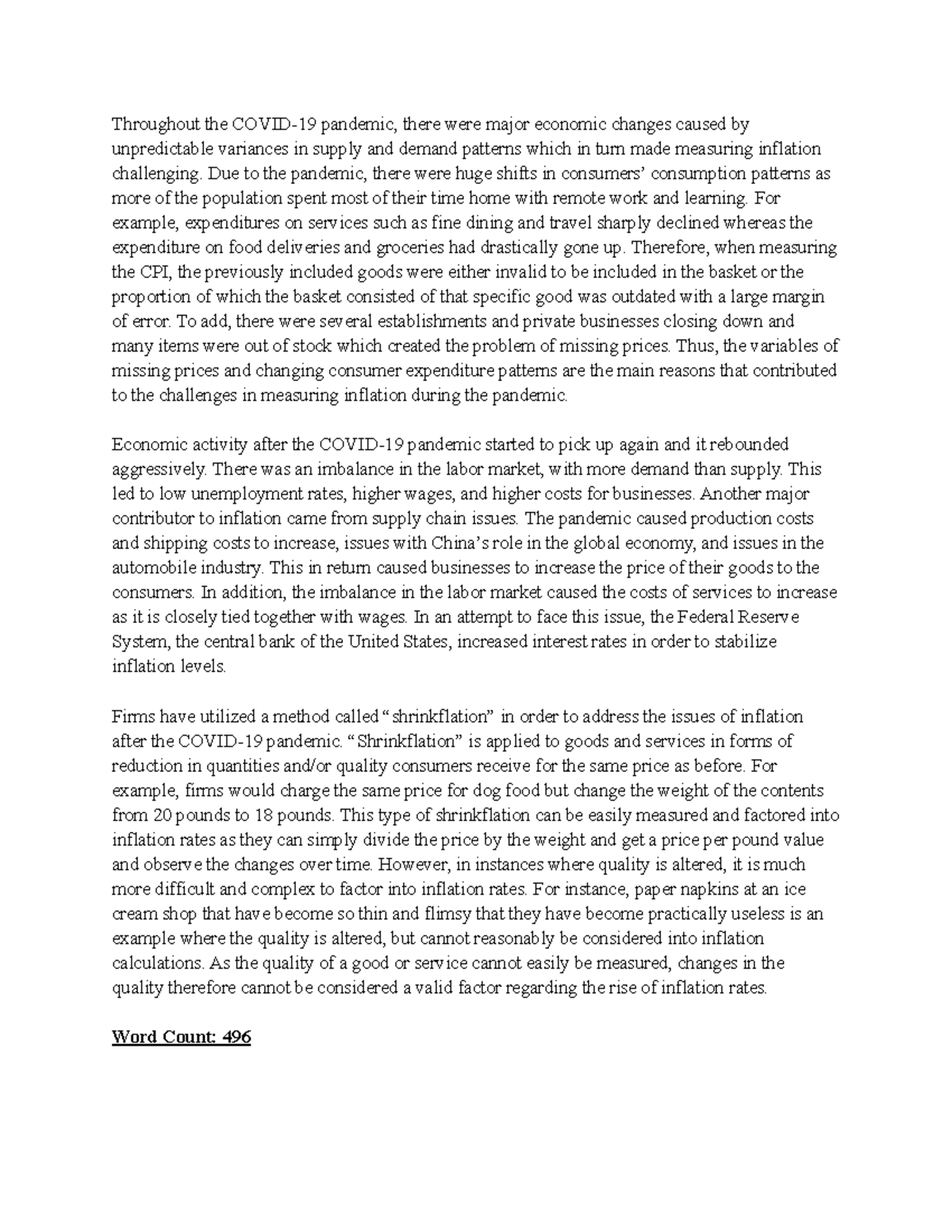 ECO102 Assignment #2 - Throughout the COVID-19 pandemic, there were ...