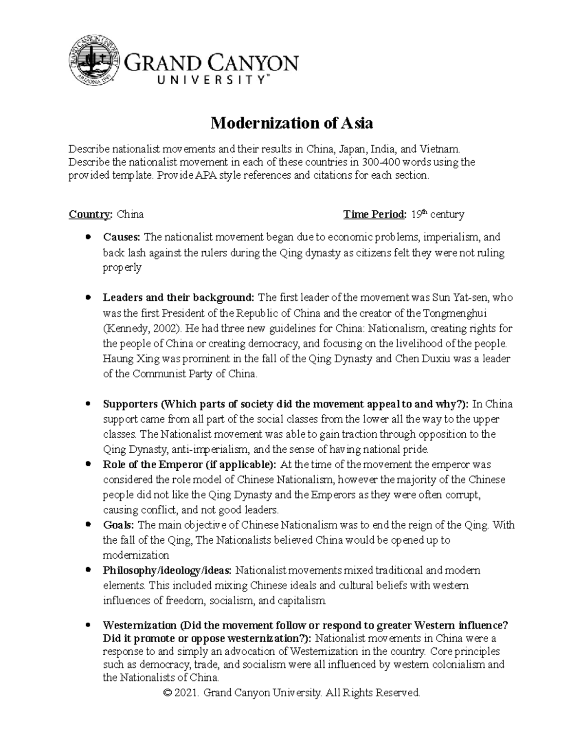 HIS 350 RS T5 Modernization of Asia - Modernization of Asia Describe ...