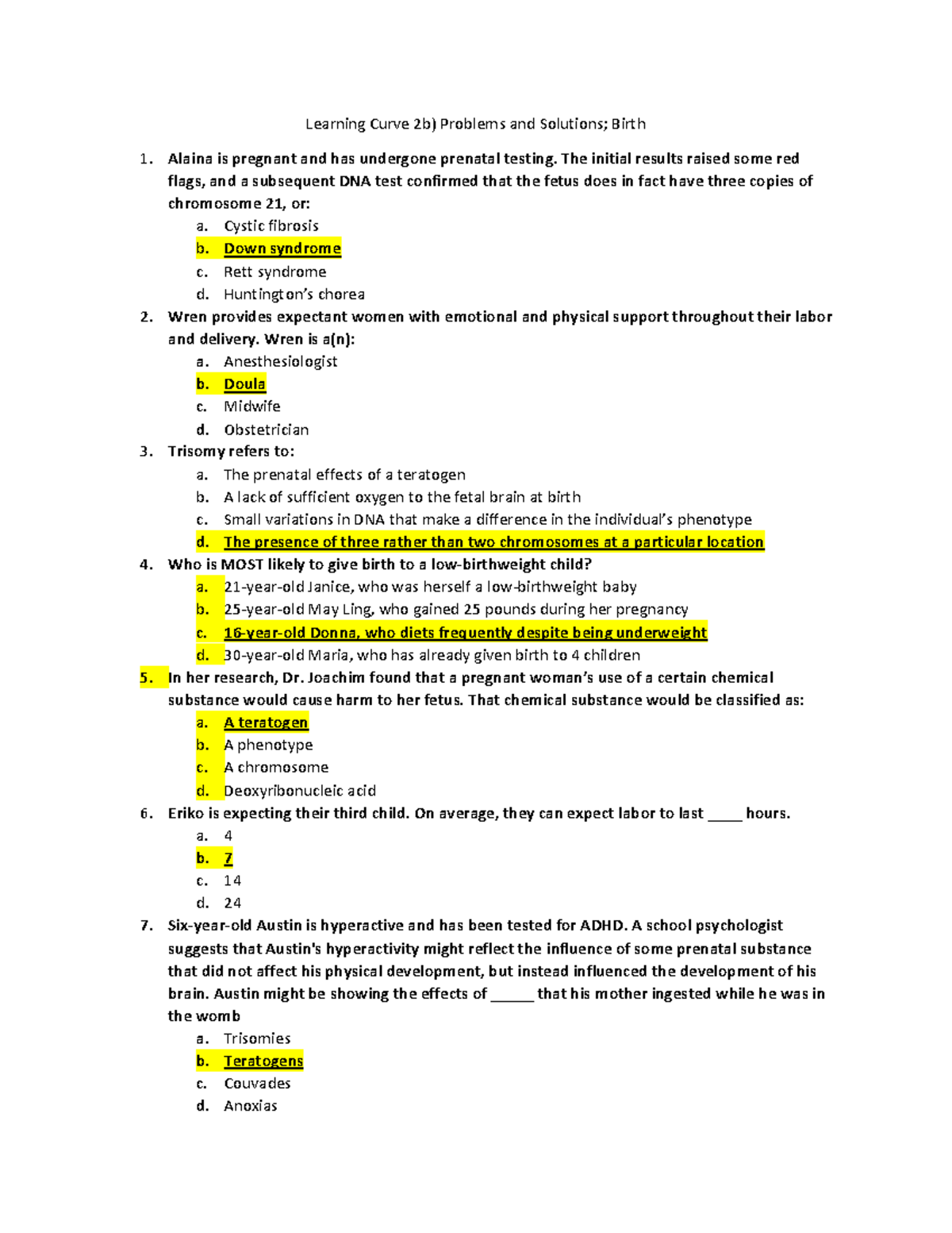 PSYC244-Learning Curve 2b Problemsand Solutions - Learning Curve 2b ...