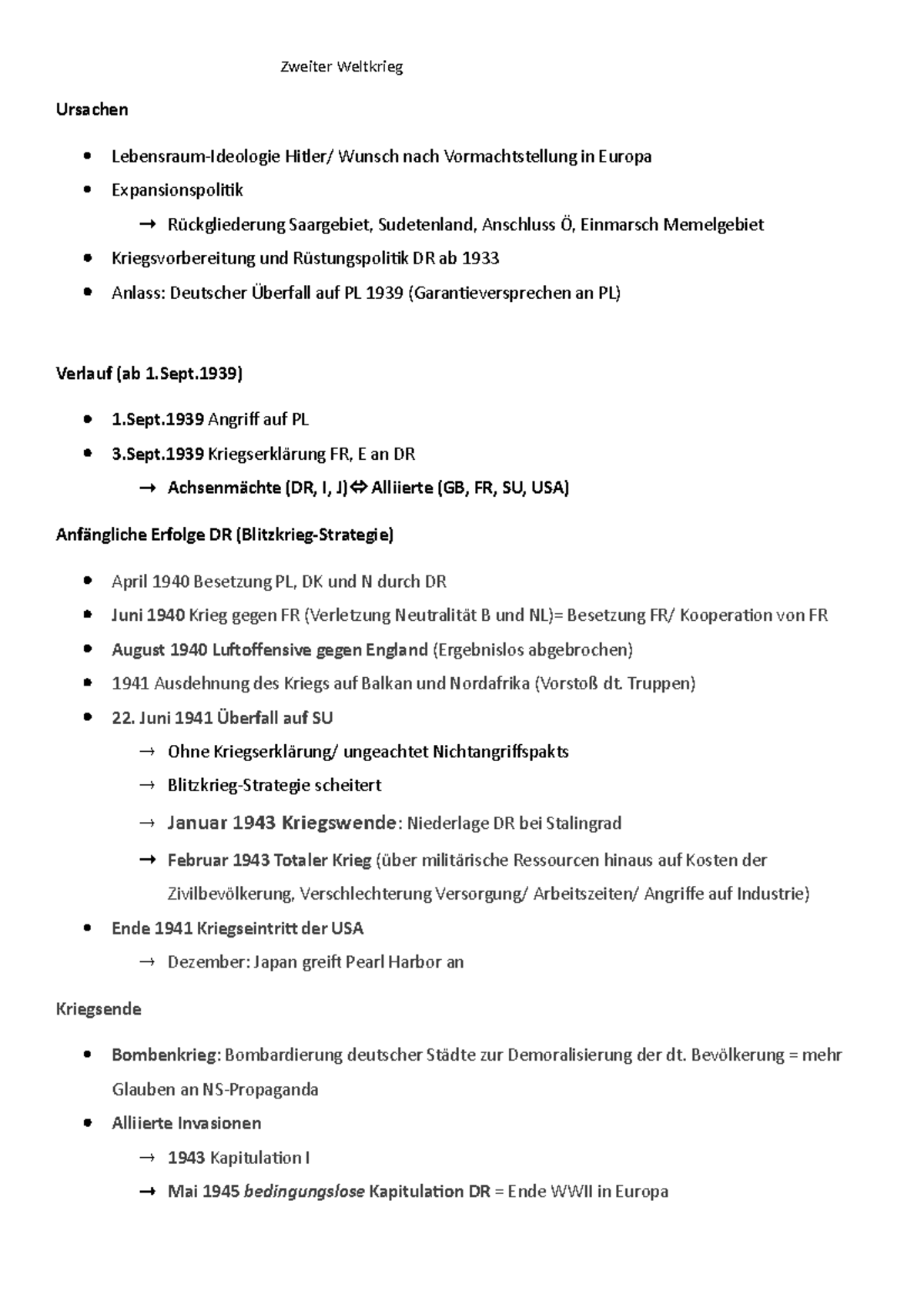 2. Weltkrieg Zusammenfassung Für Schüler 2.Weltkrieg Zusammenfassung Abitur 2022 Geschichte - Ursachen