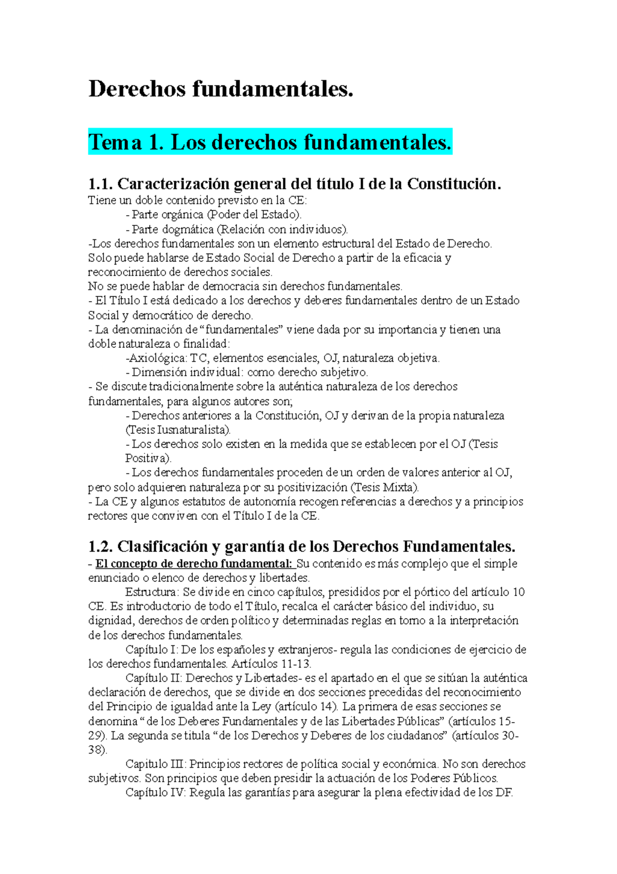 Derechos Fundamentales - Tema 1. Los Derechos Fundamentales. 1 ...