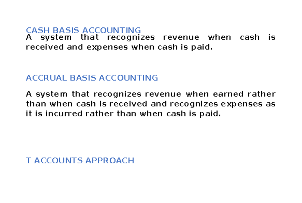 Auditing Problem Flash Card - Cash Basis Accounting A System That 