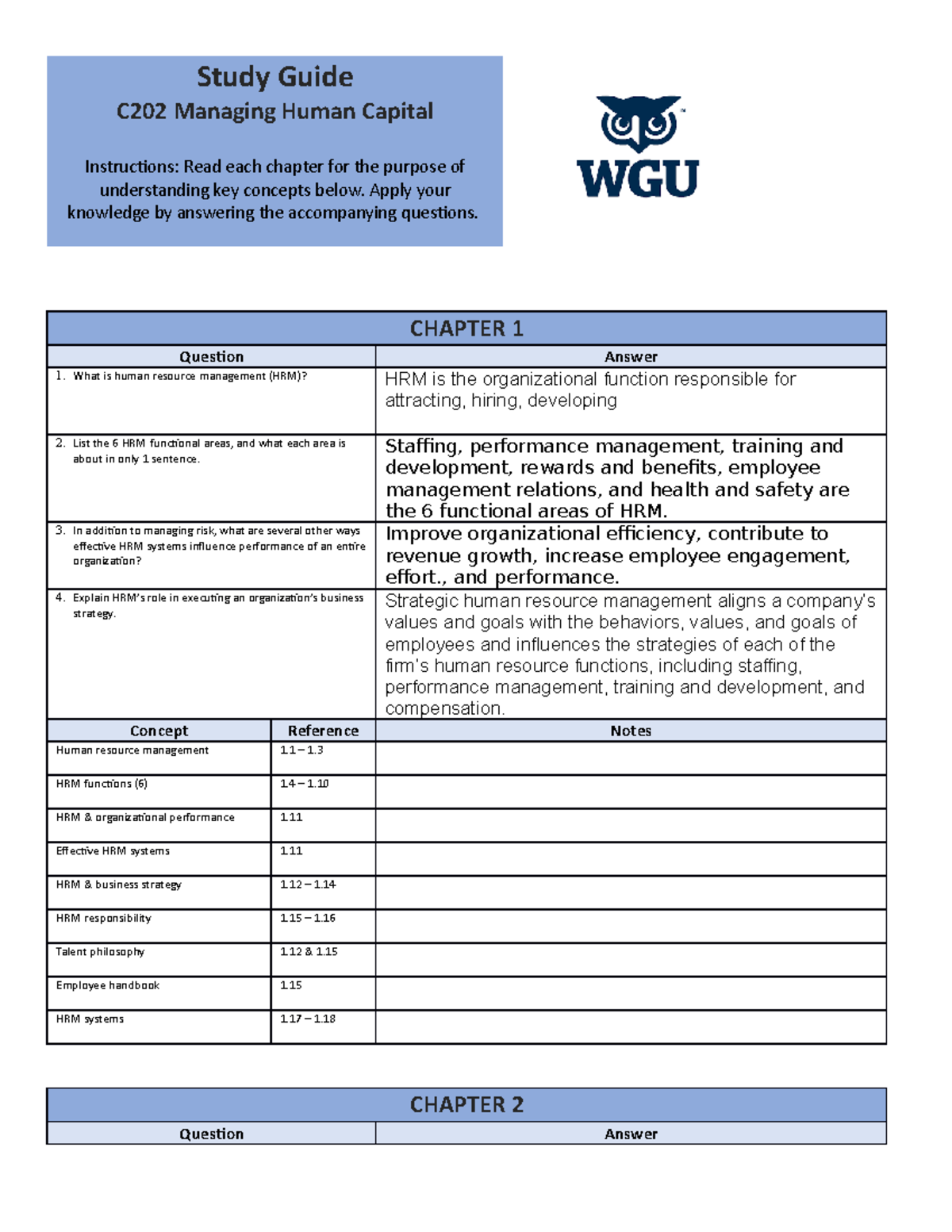 Capital Study Guide - Study Guide C202 Managing Human Capital ...