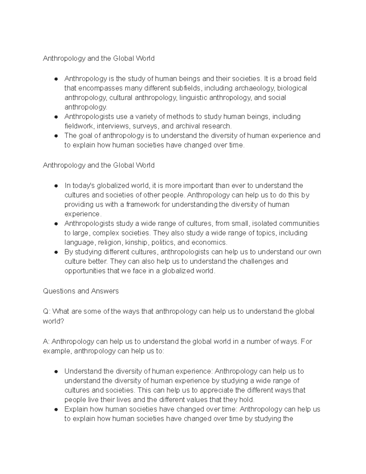 Lecture note for ANTH 480, Lecture 4 - Anthropology and the Global ...