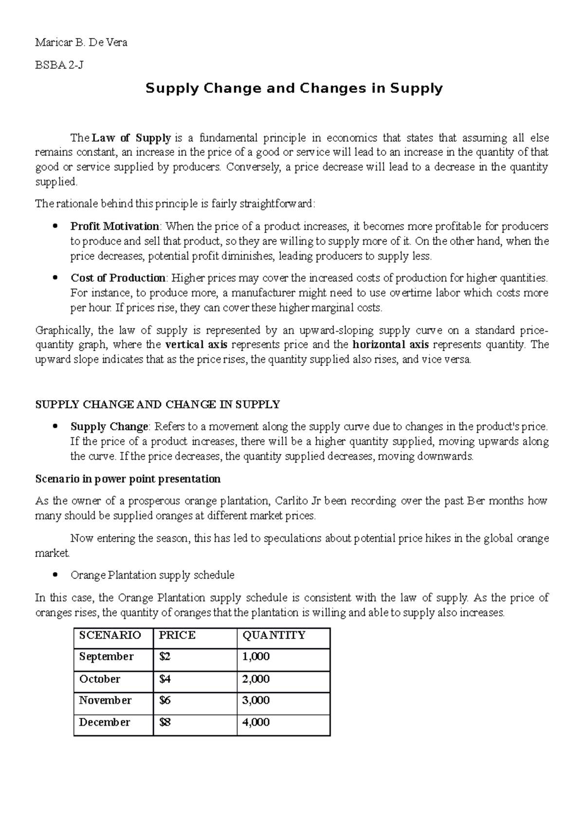 Supply Change written report Maricar Devera 3 - Maricar B. De Vera BSBA ...