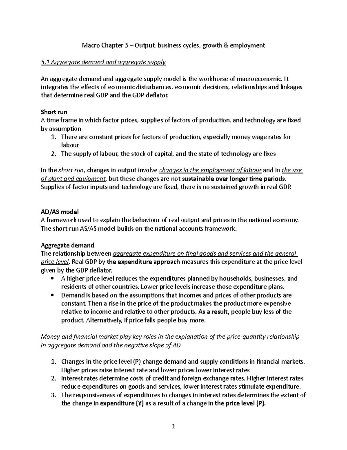 Macro Chapter 5 – Output - Macro Chapter 5 – Output, business cycles ...