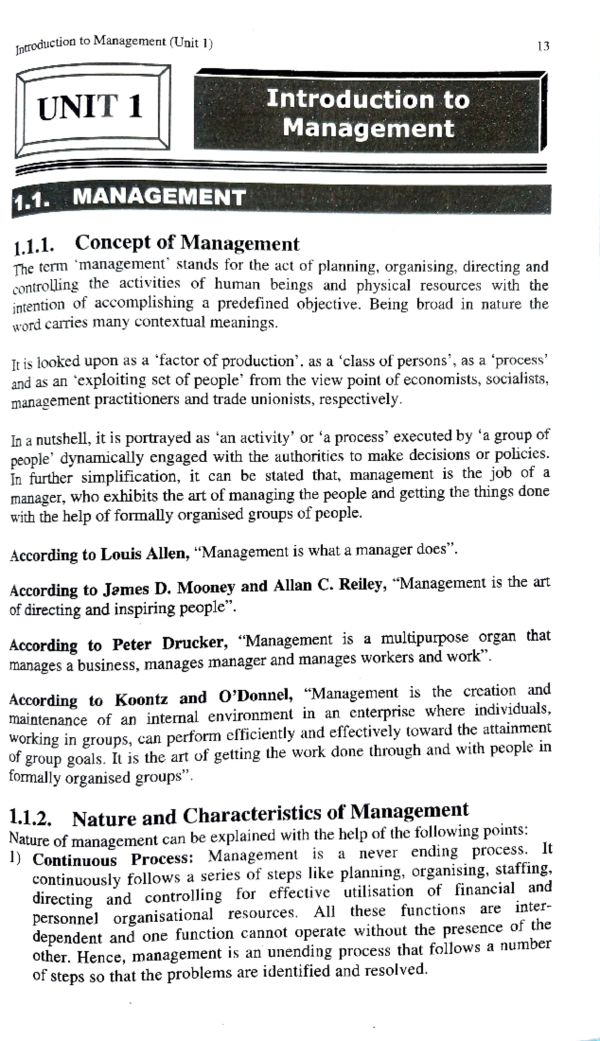 Unit 1 pdf1 - notes - 13 toIntroduction Management(Unitl ...