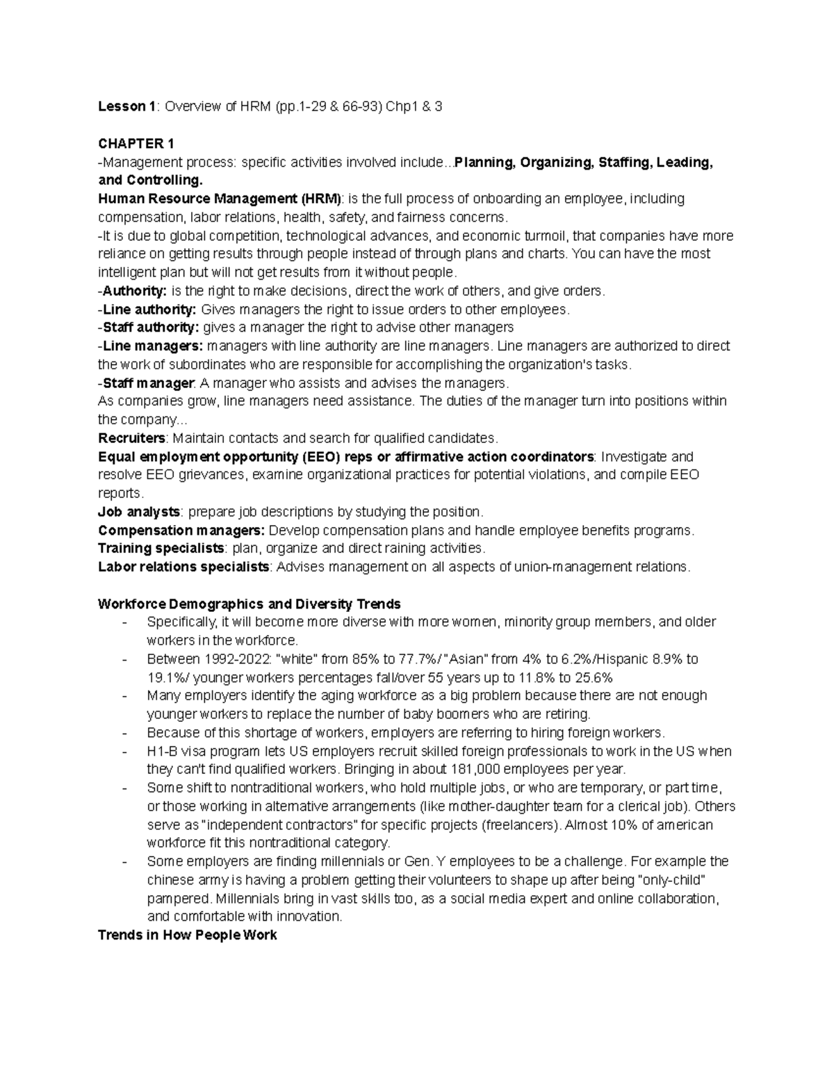 Lesson 1 Overview Of HRM - Lesson 1: Overview Of HRM (pp-29 & 66-93 ...