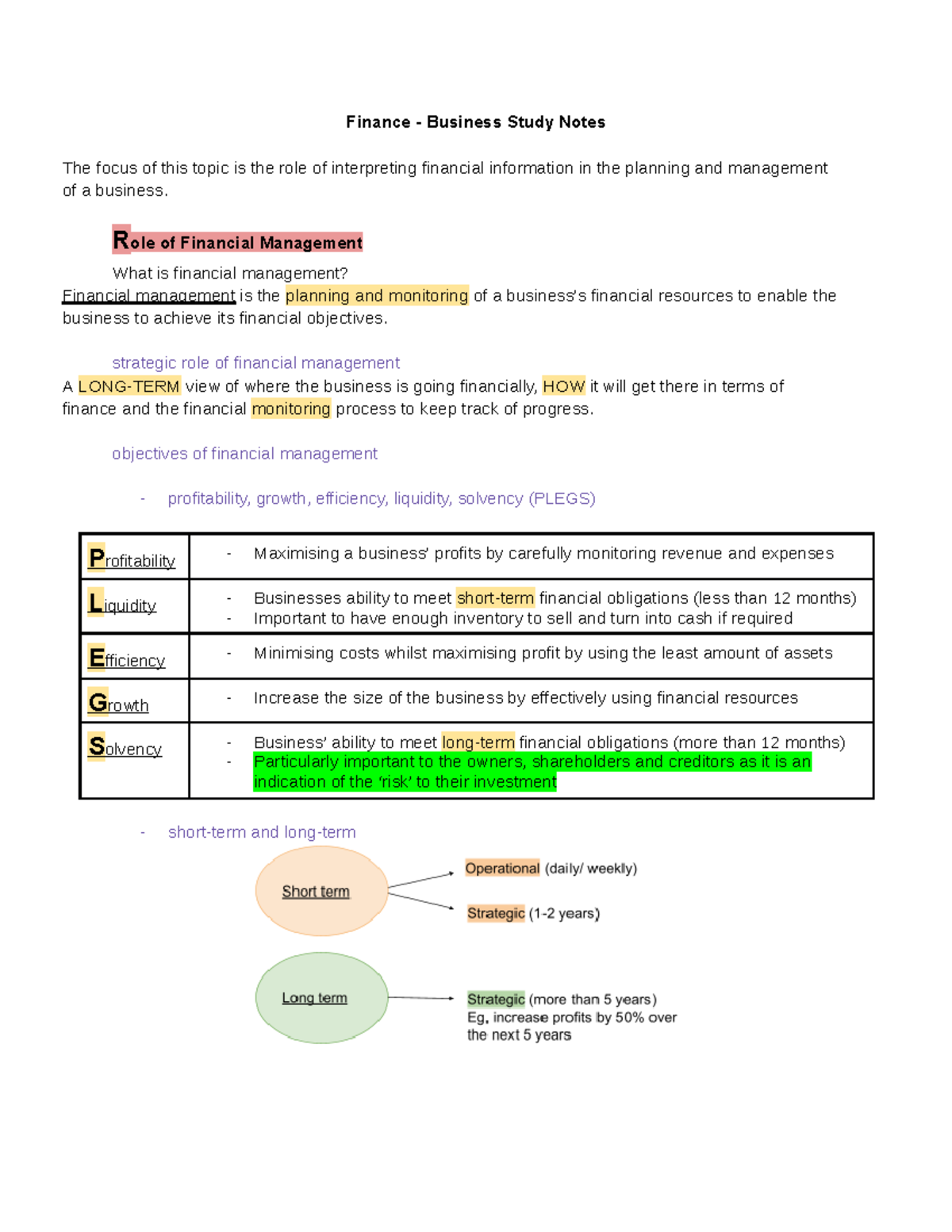 Notes-for-finance - ..... - Finance - Business Study Notes The focus of ...