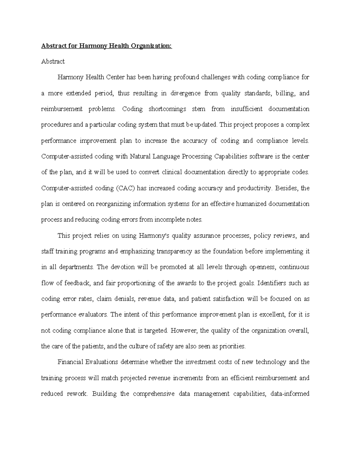 Abstract for Harmony Health Organization - Abstract for Harmony Health ...