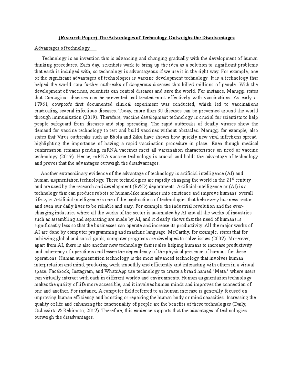 Body paragraphs of Essay 3 - (Research Paper) The Advantages of ...