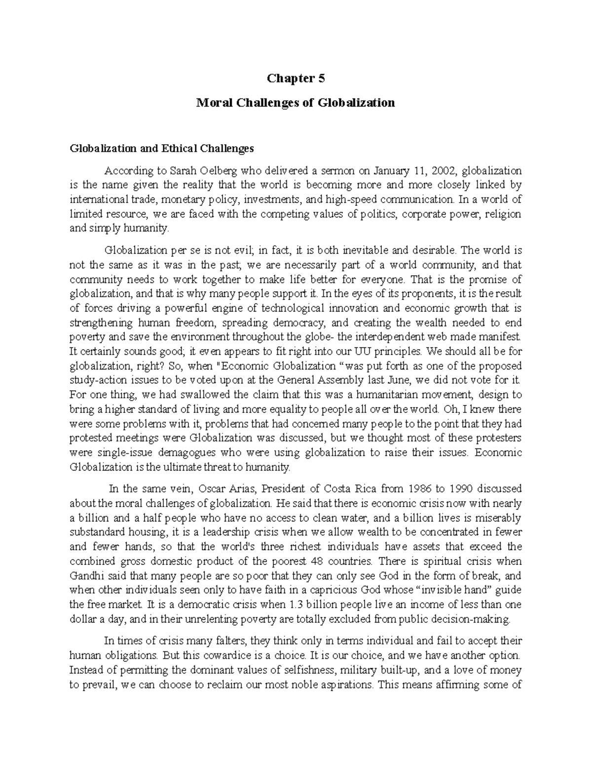 moral challenges of globalization essay