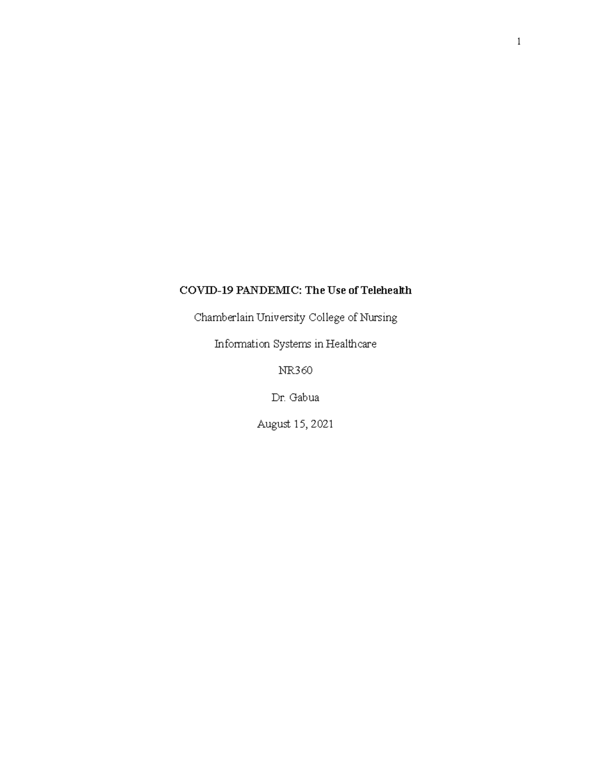 Covid-19 Pandemic The Use of Telehealth - COVID-19 PANDEMIC: The Use of ...