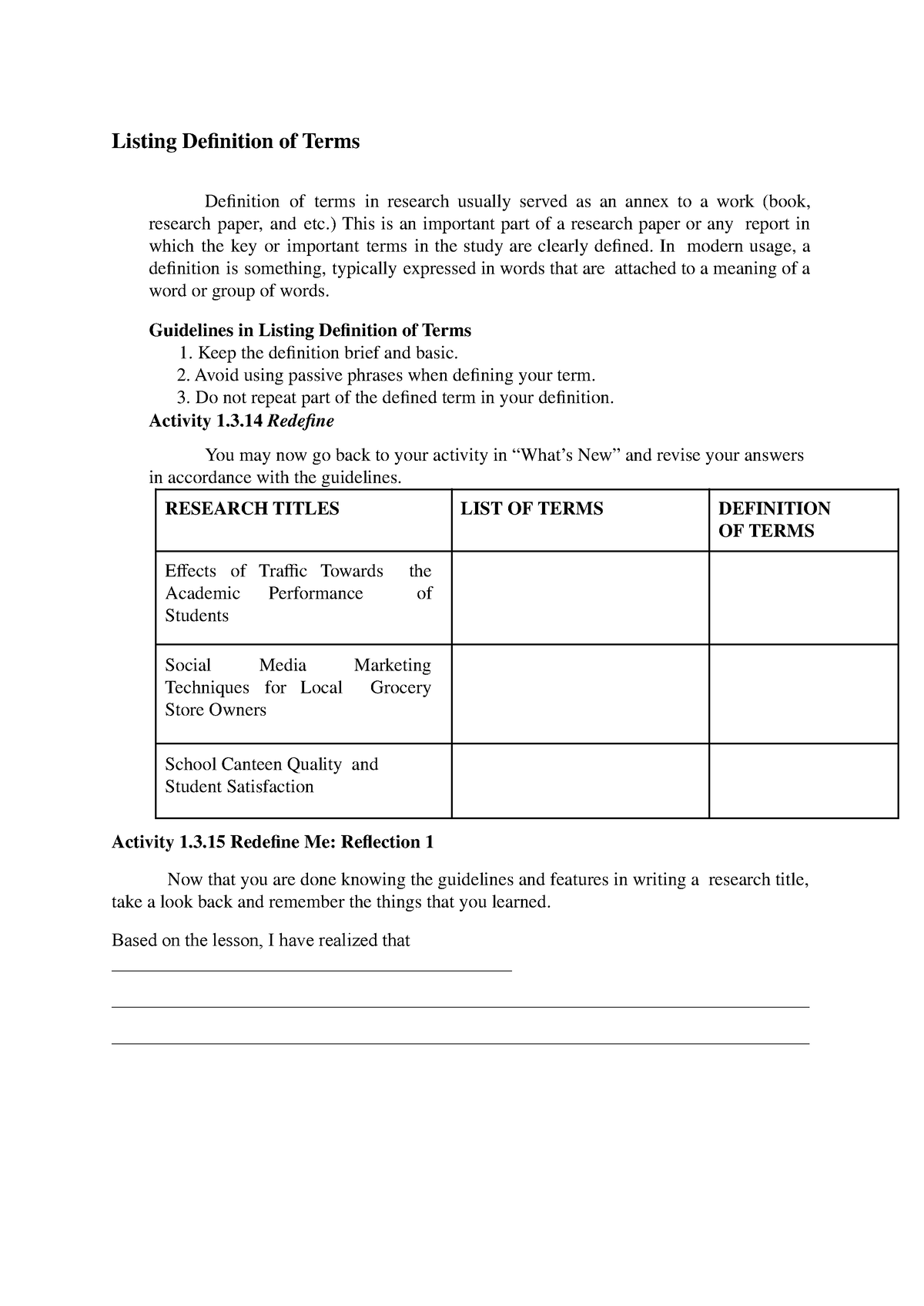 definition of terms format in a research paper