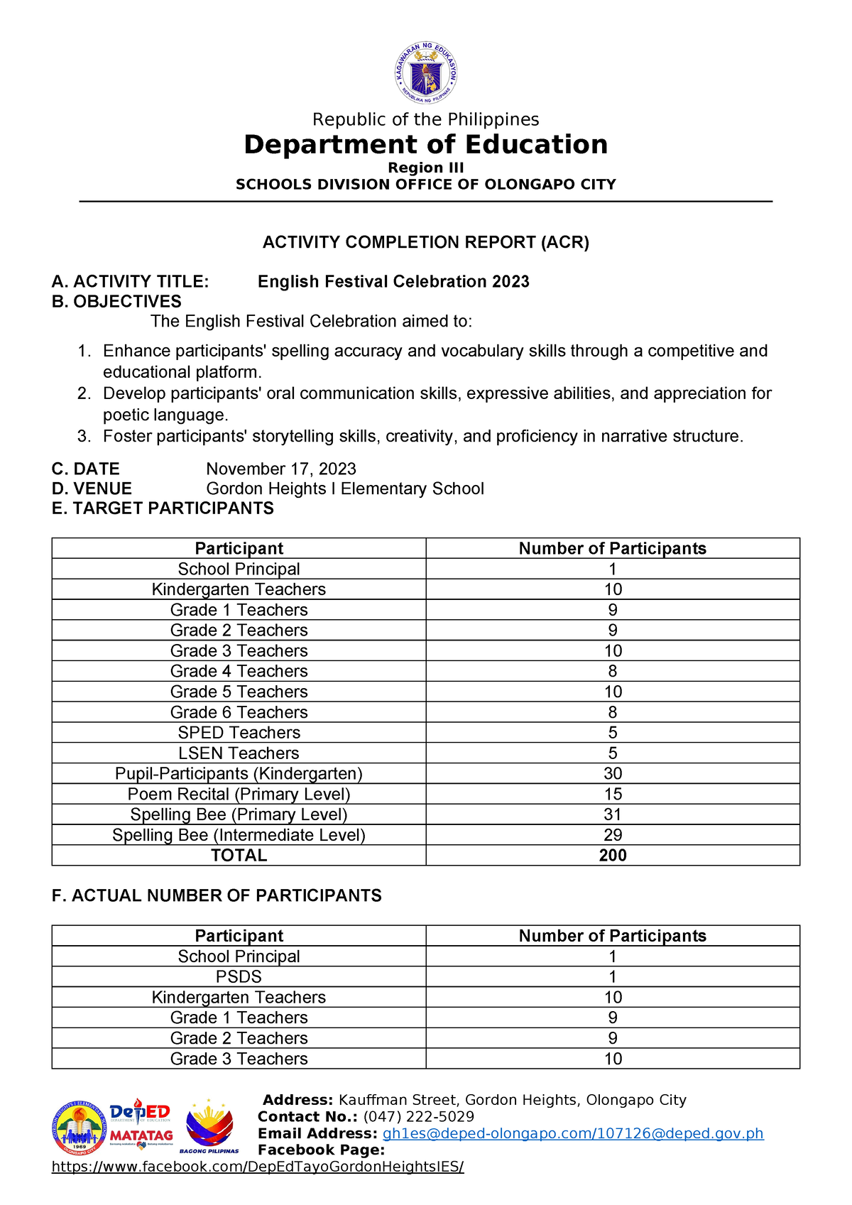 English Festival ACR 2022 - 2023 - Department of Education Region III ...