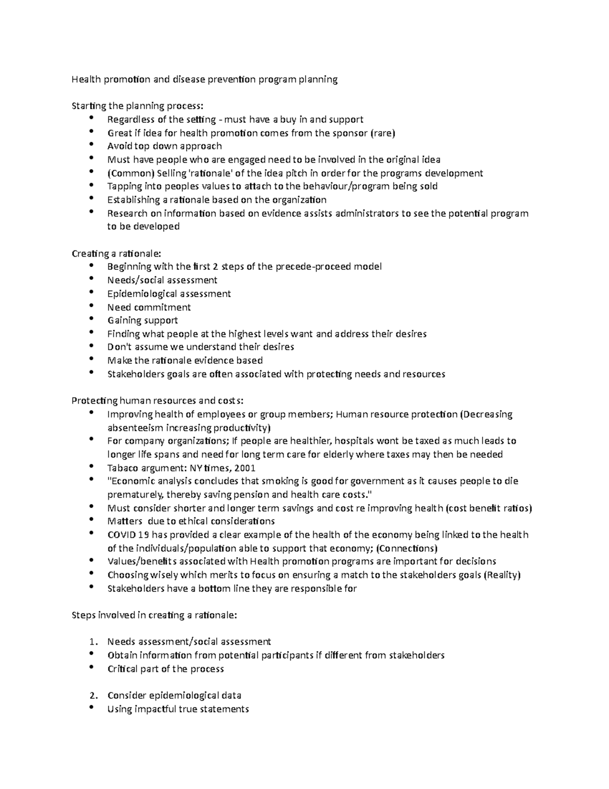 Health promotion 2250A - unit 4 points - Health promotion and disease ...