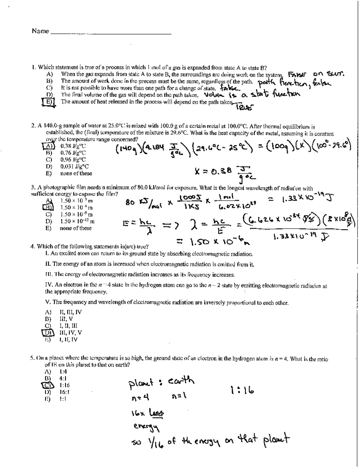 Another Practice Exam For Exam 1 - Chem 101 - Studocu