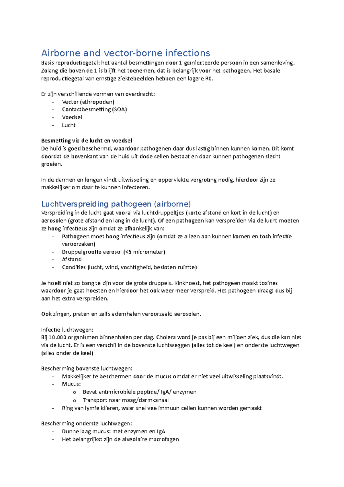 Hoorcollege airborne en vectorborne infecties - Airborne and vector ...