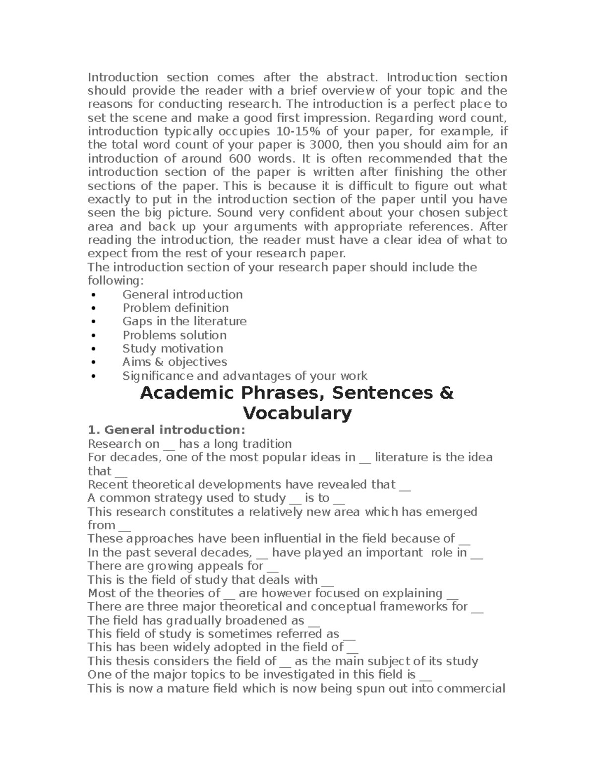 Phrase For Engineering Report - Introduction section comes after the ...