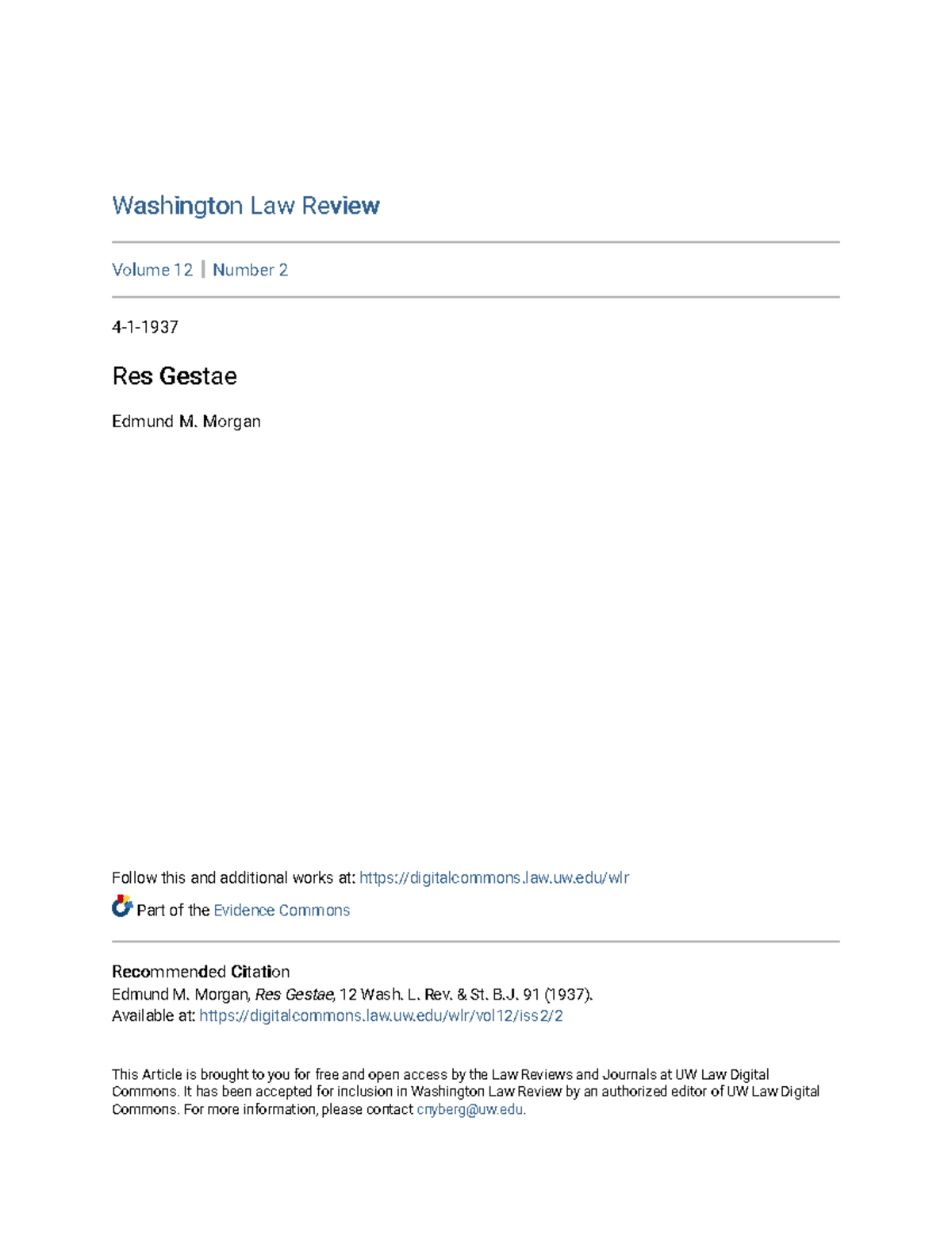 Washington Law Review Lecture notes 1 Washington Law Review