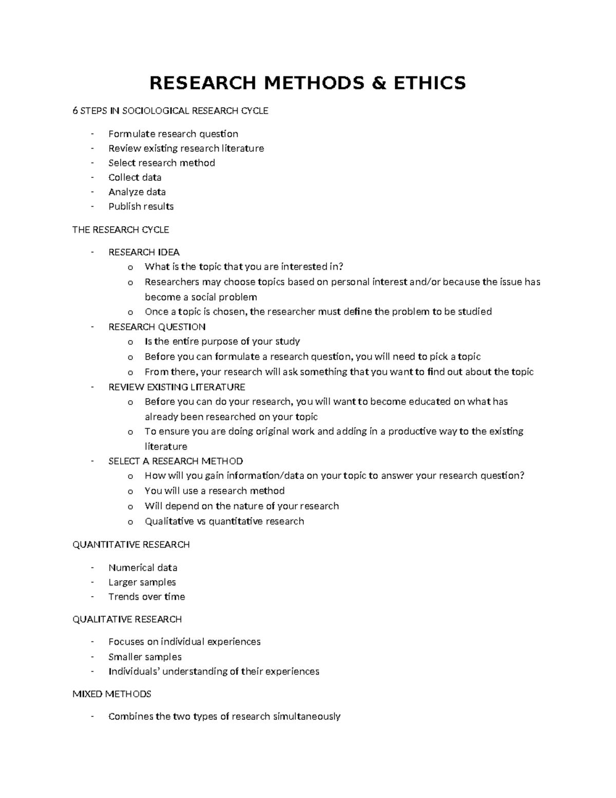Niagara College - SOCL1100 PPT 4 - Research Methods & Ethics - RESEARCH ...