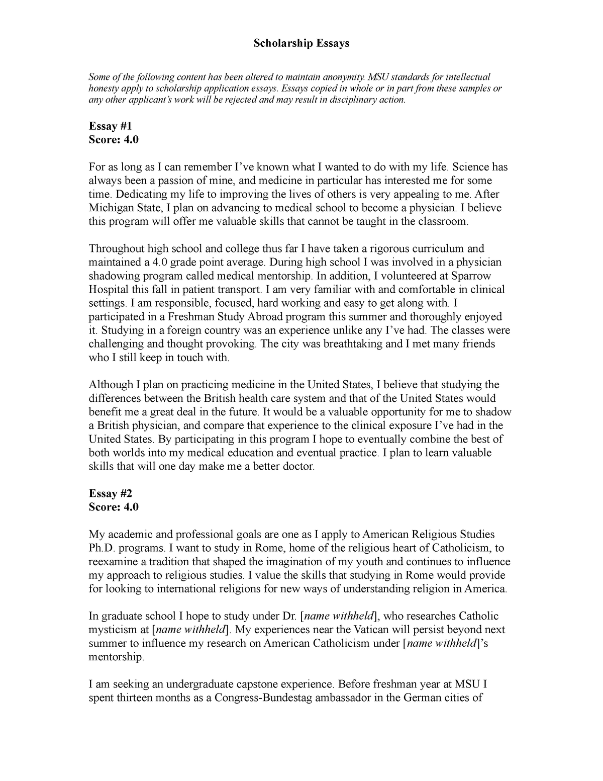 College Scholarship Grade 4/4 Scholarship Essays Some of the