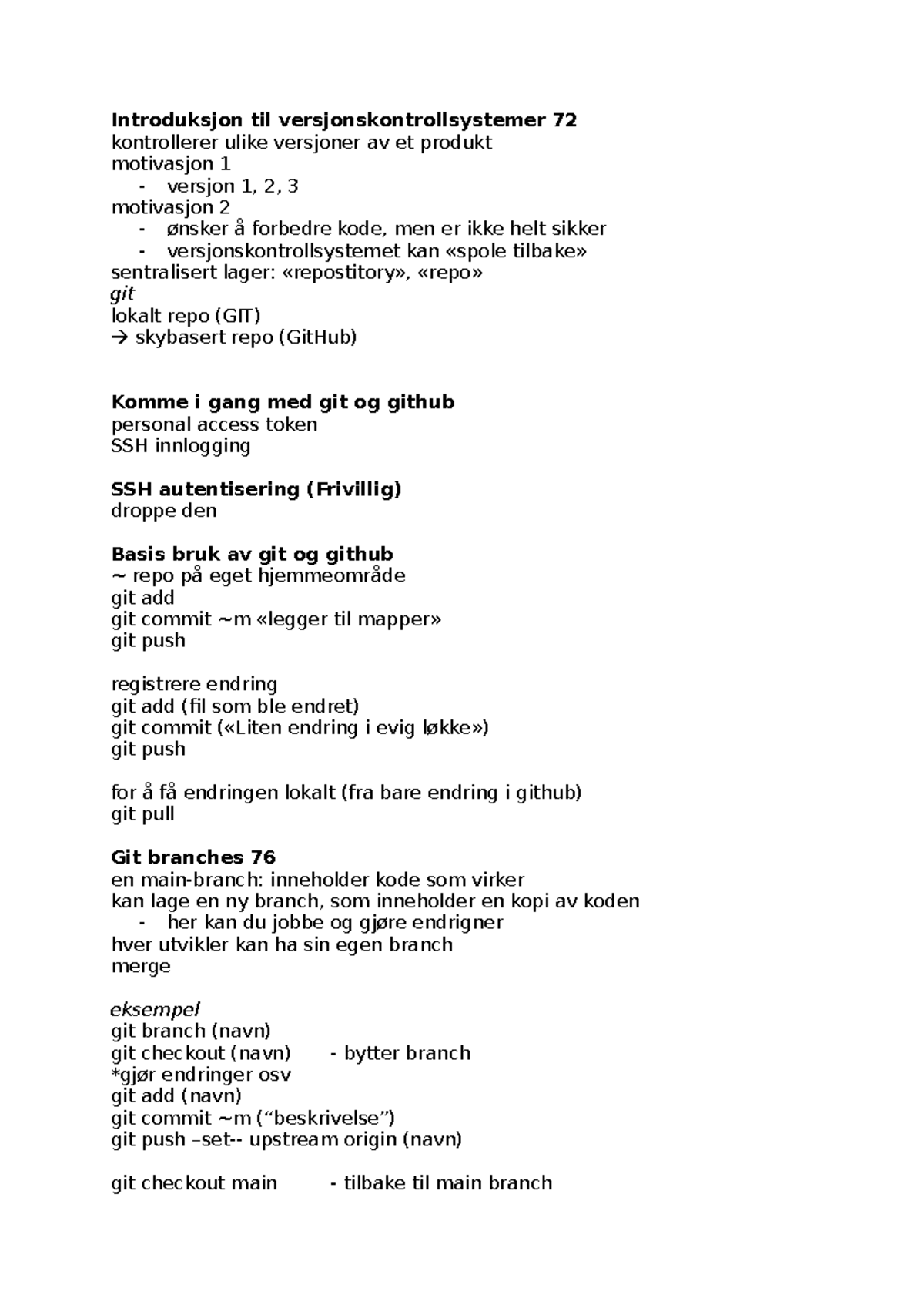 GIt og github - Introduksjon til versjonskontrollsystemer 72 ...