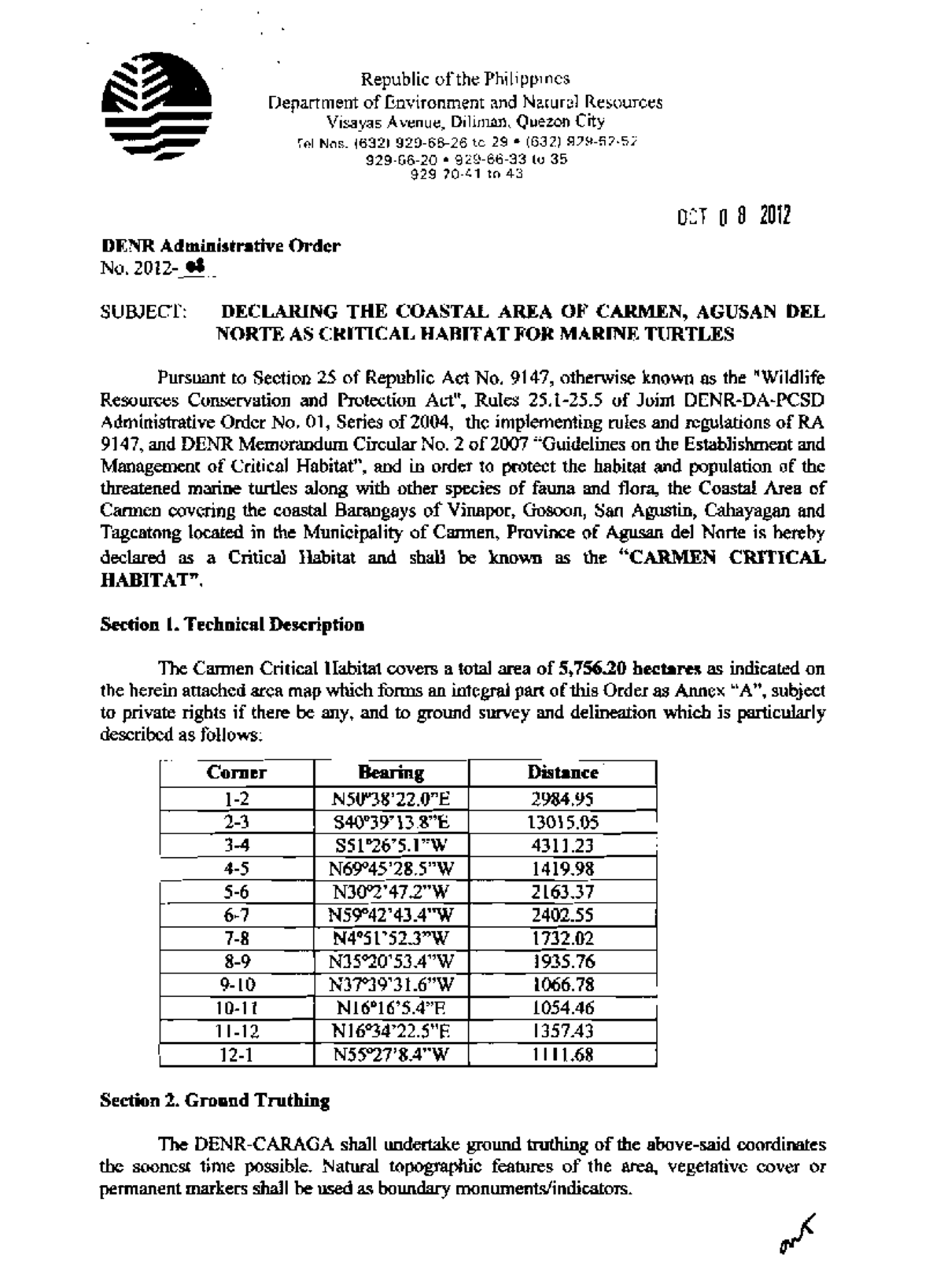 Declaring the Coastal Area of Carmen, Agusan Del Norte as Critical