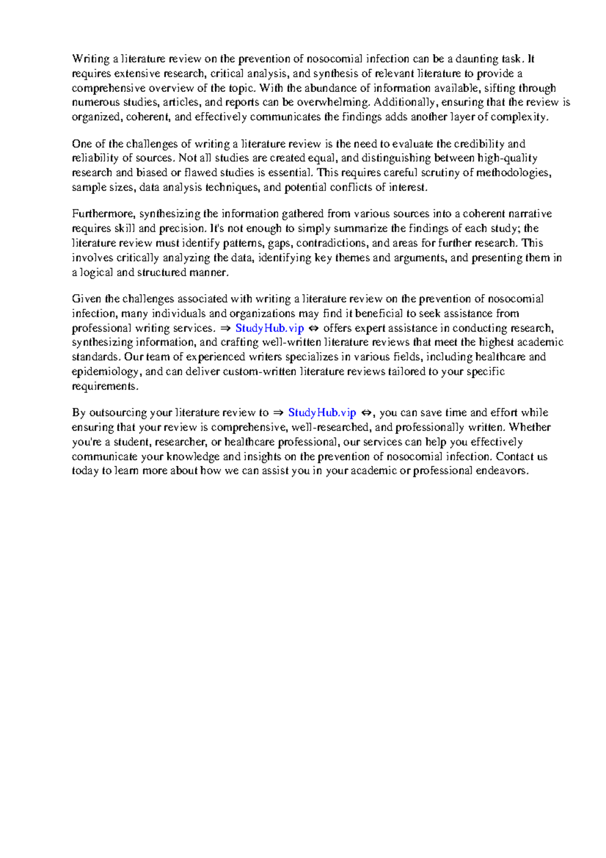 Literature Review On Prevention Of Nosocomial Infection - Writing a ...