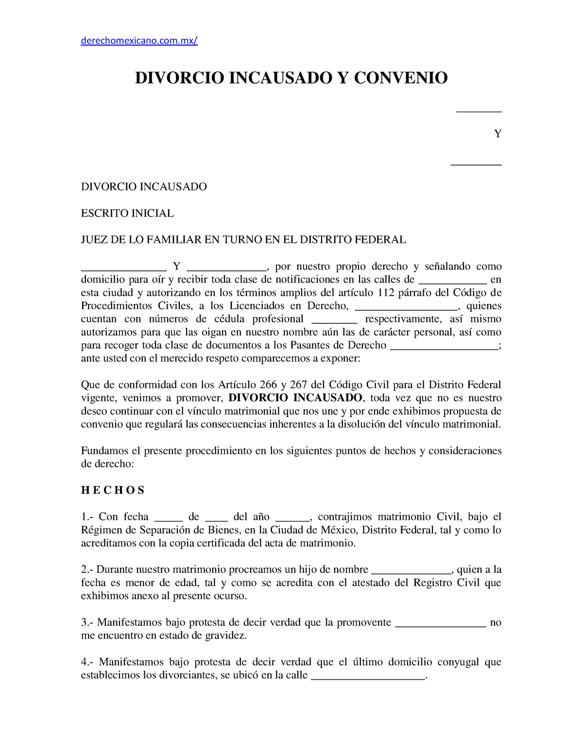 Formato Divorcio Incausado Y Convenio - DIVORCIO INCAUSADO Y CONVENIO ...