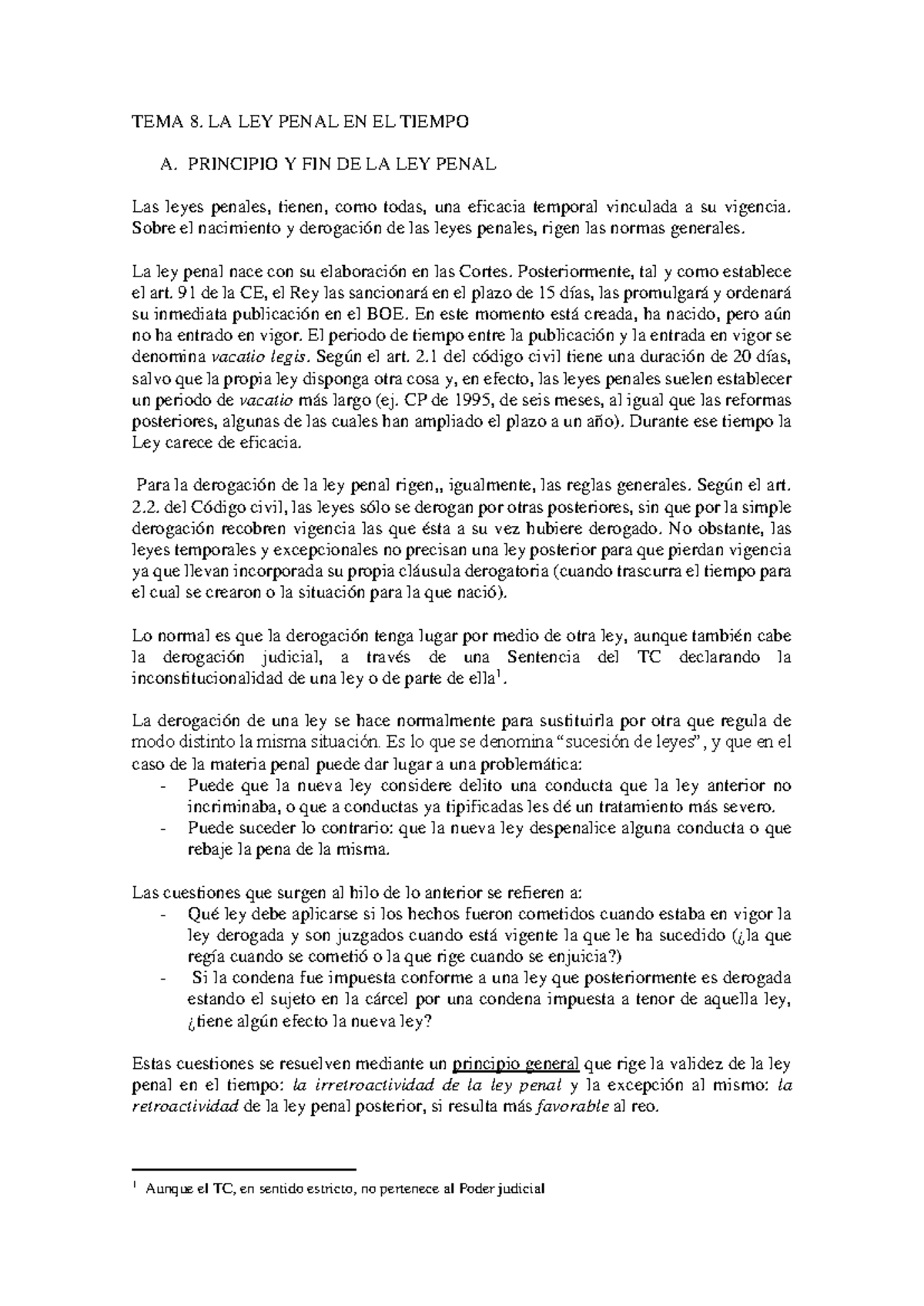 TEMA 8 y 9 2024 - apuntes de derecho penal parte general de la ...