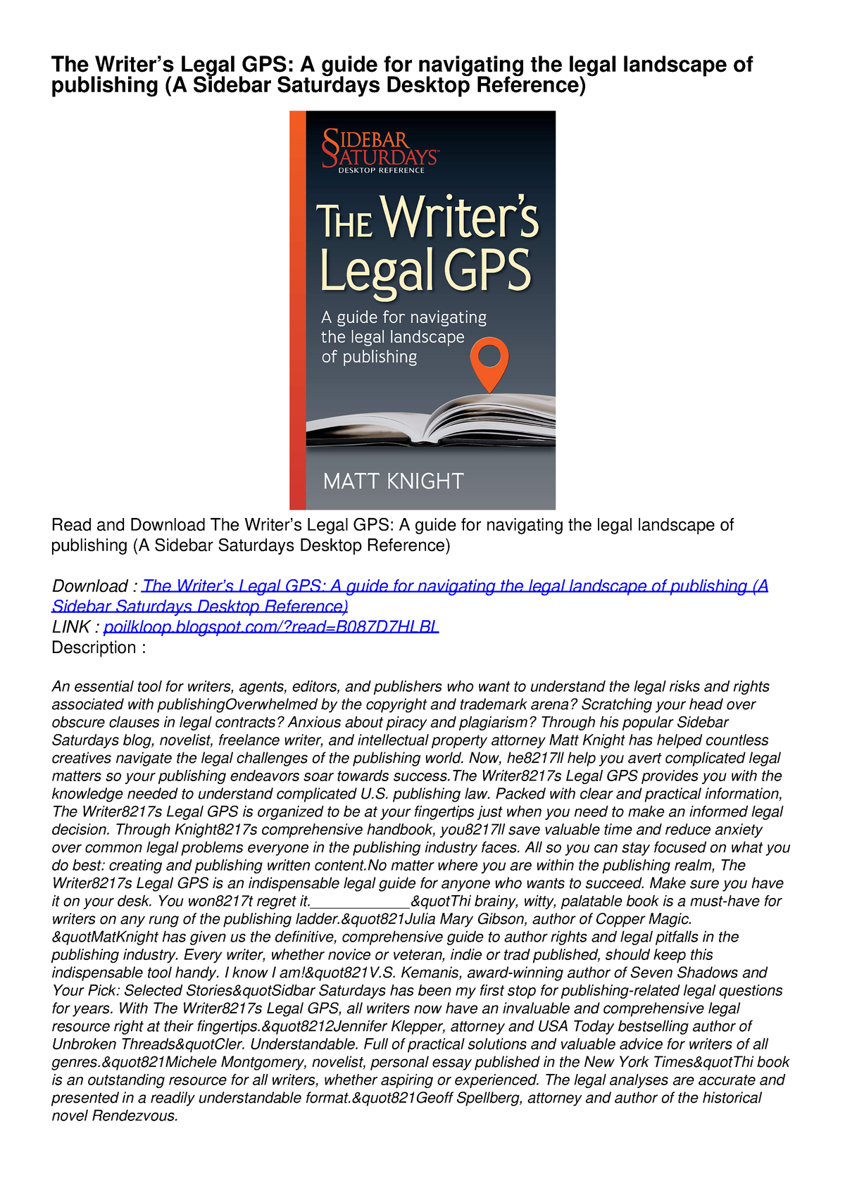 PDF The Writer S Legal GPS A Guide For Navigating The Legal Landscape   Thumb 1200 1698 