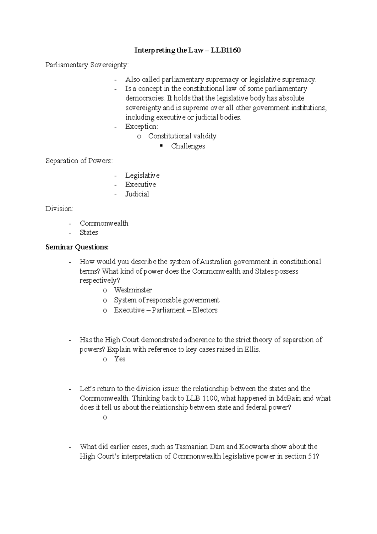 Week 2 - Lecture notes 2 - Interpreting the Law – LLB Parliamentary ...
