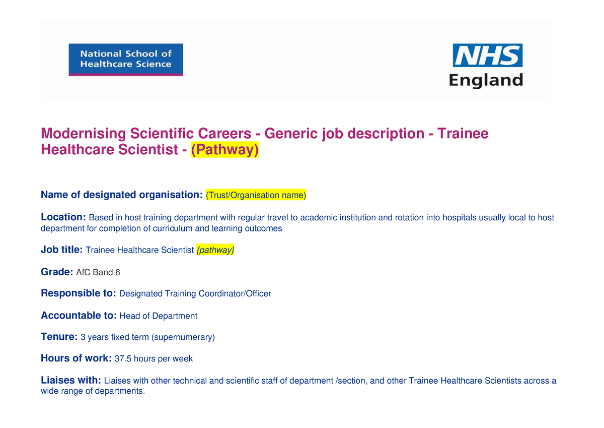 STP Job Description 2024 Modernising Scientific Careers Generic Job   Thumb 1200 849 