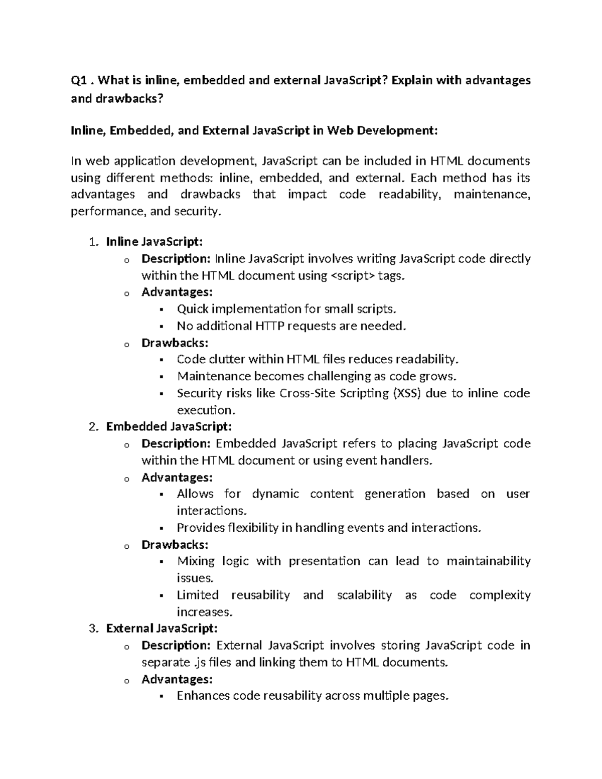 WAD unit 2 - Q1. What is inline, embedded and external JavaScript ...