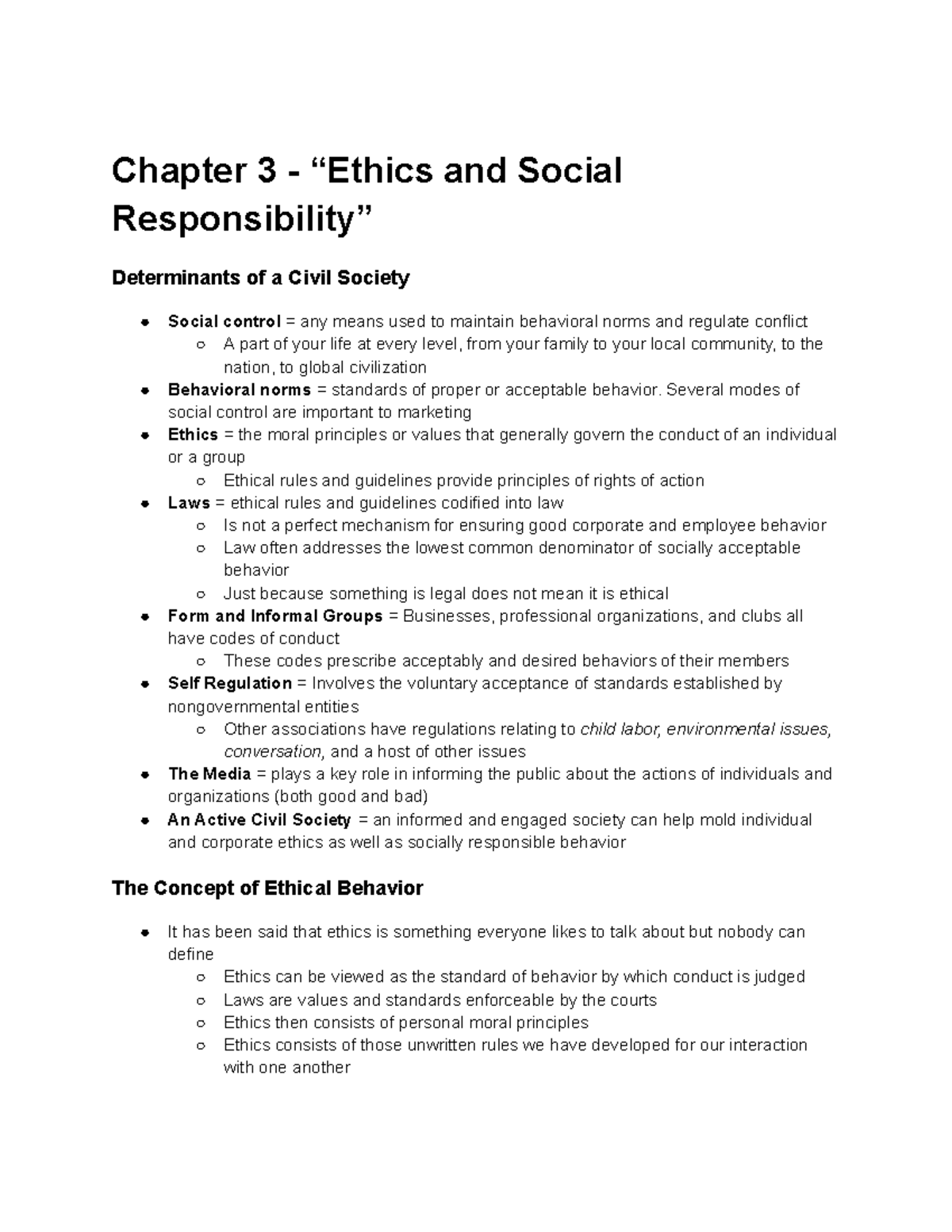 Chapter 3 - "Ethics And Social Responsibility" - Chapter 3