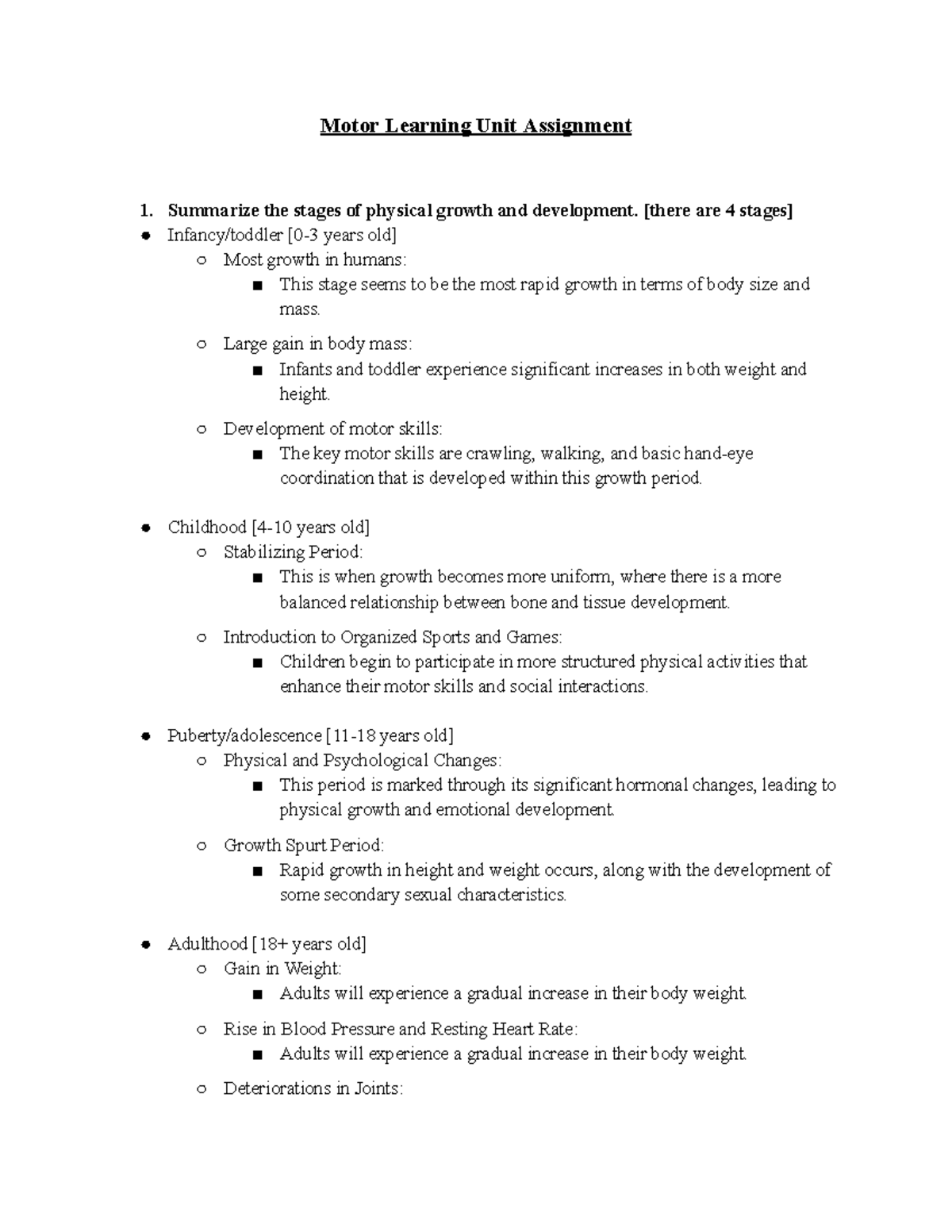 Motor Learnimg Unit Assignment - Motor Learning Unit Assignment ...