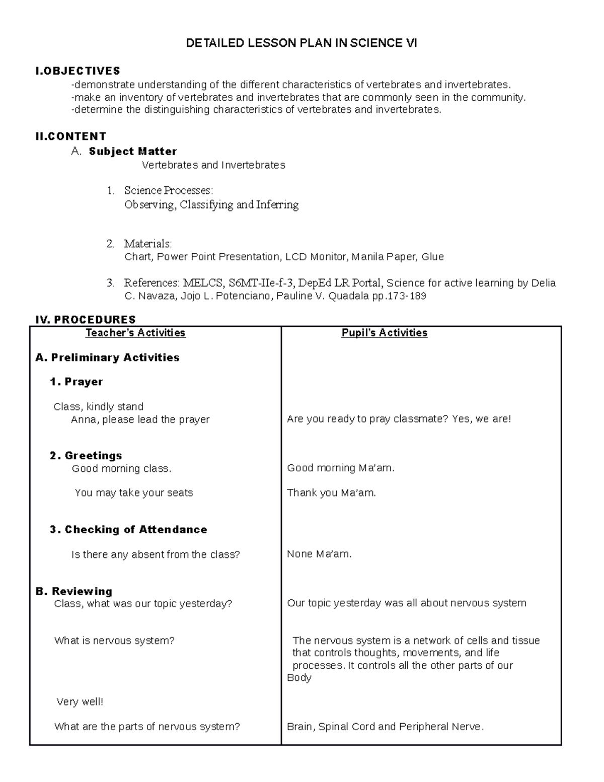 Detailed Lesson PLAN IN Science VI - Donna MAE G. Balboa - DETAILED ...