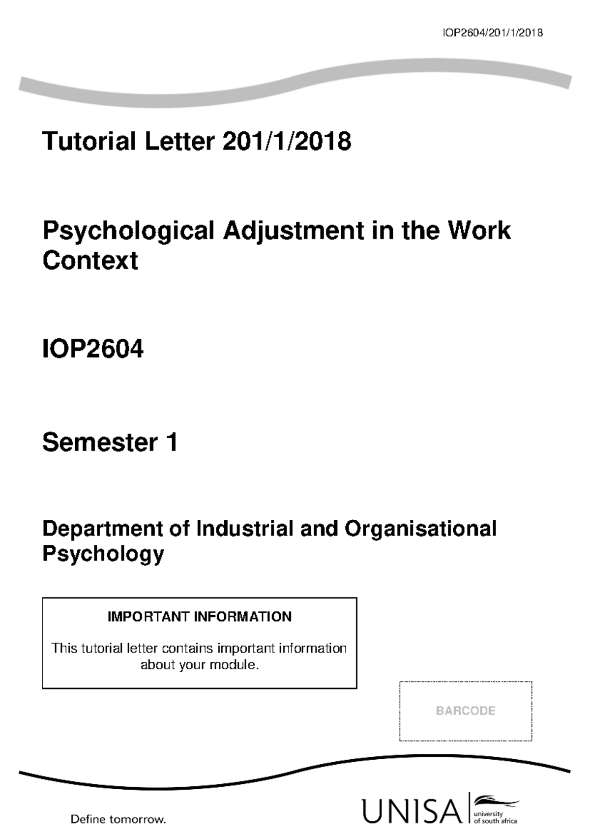 Tutorial Letter 2011 2018 (old content) - Tutorial Letter 201/1 ...