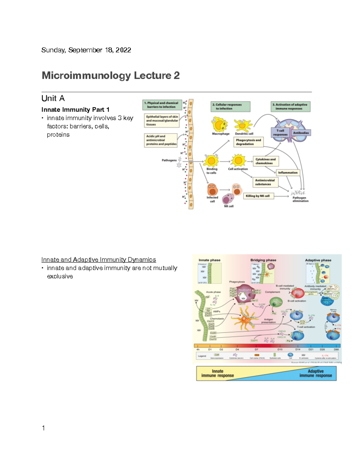 Microimmunology Lecture 2 - Sunday, September 18, 2022 Microimmunology ...