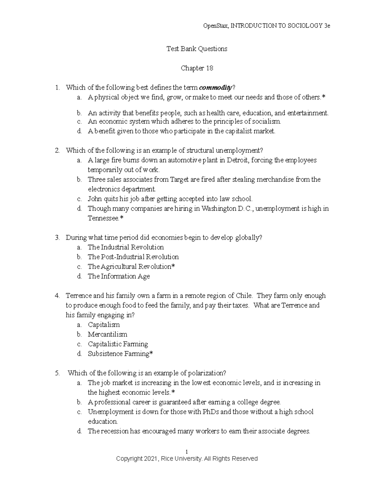 Sociology Chp18 - Great For Testing - Test Bank Questions Chapter 18 ...