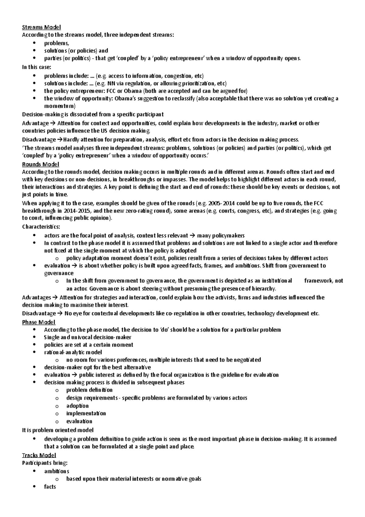 Exam notes - Streams Model According to the streams model, three ...