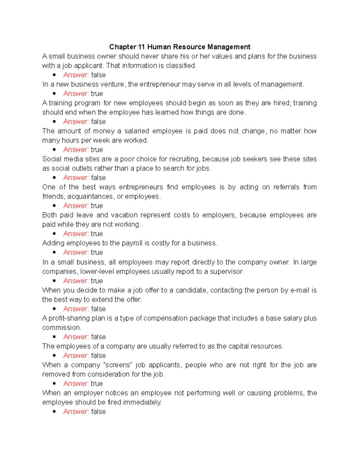 Chapter 11 Human Resource Management Chapter 11 Human Resource