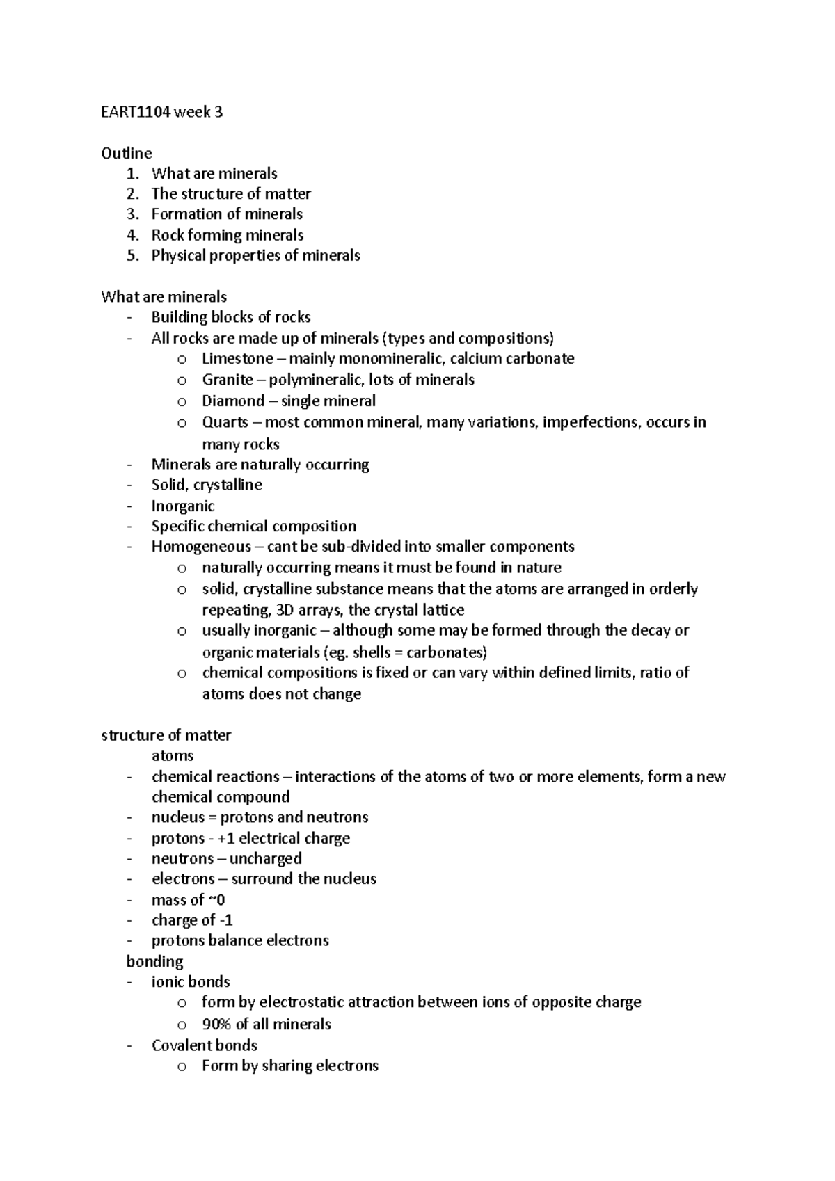 EART1104 Week 3 - Week 3 Lecture Notes - EART1104 Week 3 Outline 1 ...