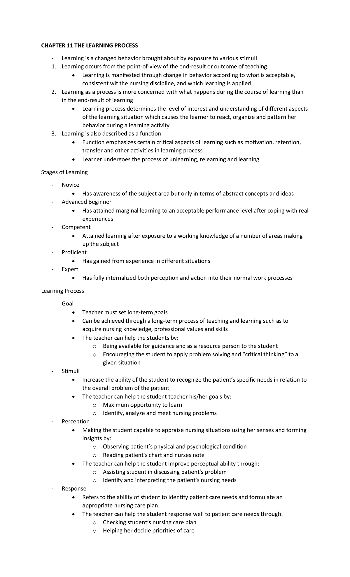 health ed Ch. 11 learning process - CHAPTER 11 THE LEARNING PROCESS ...