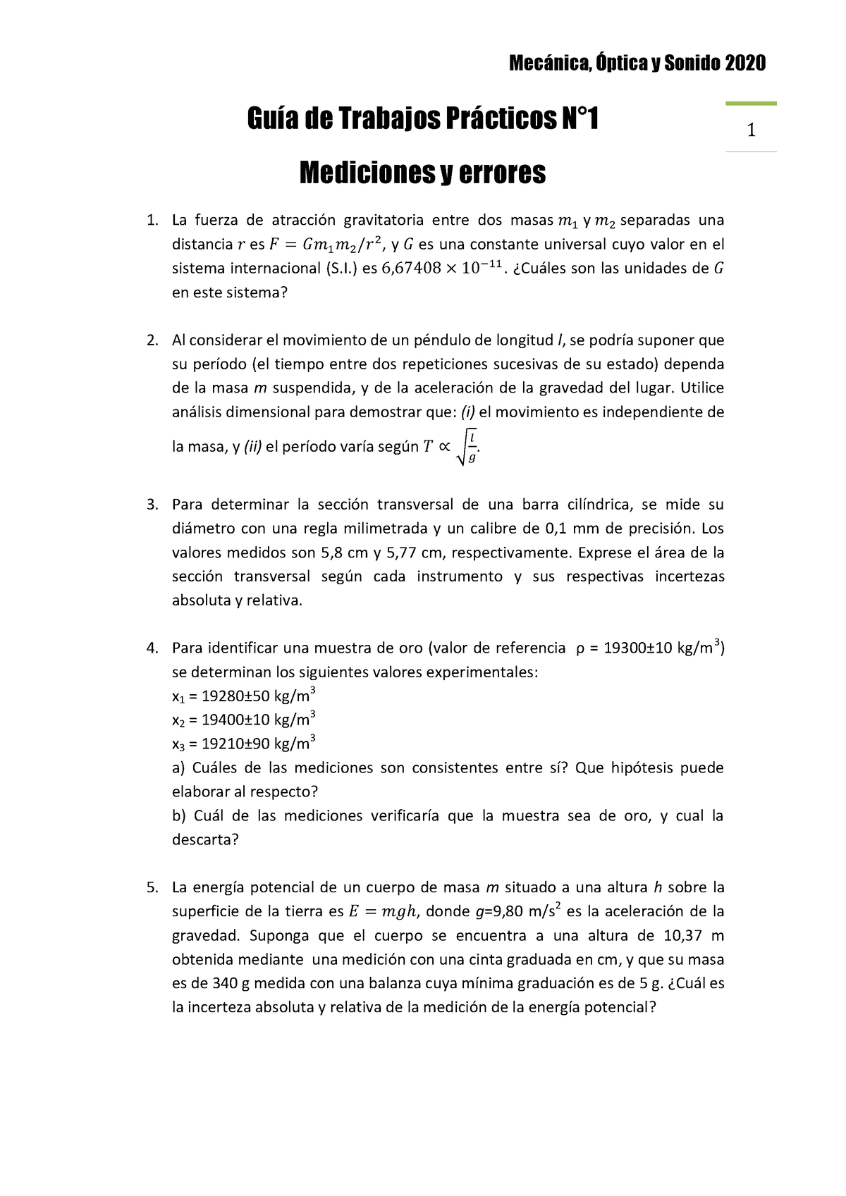 MOS-2020 Guia 1 - Aaa - Mec·nica, ”ptica Y Sonido 2020 GuÌa De Trabajos ...