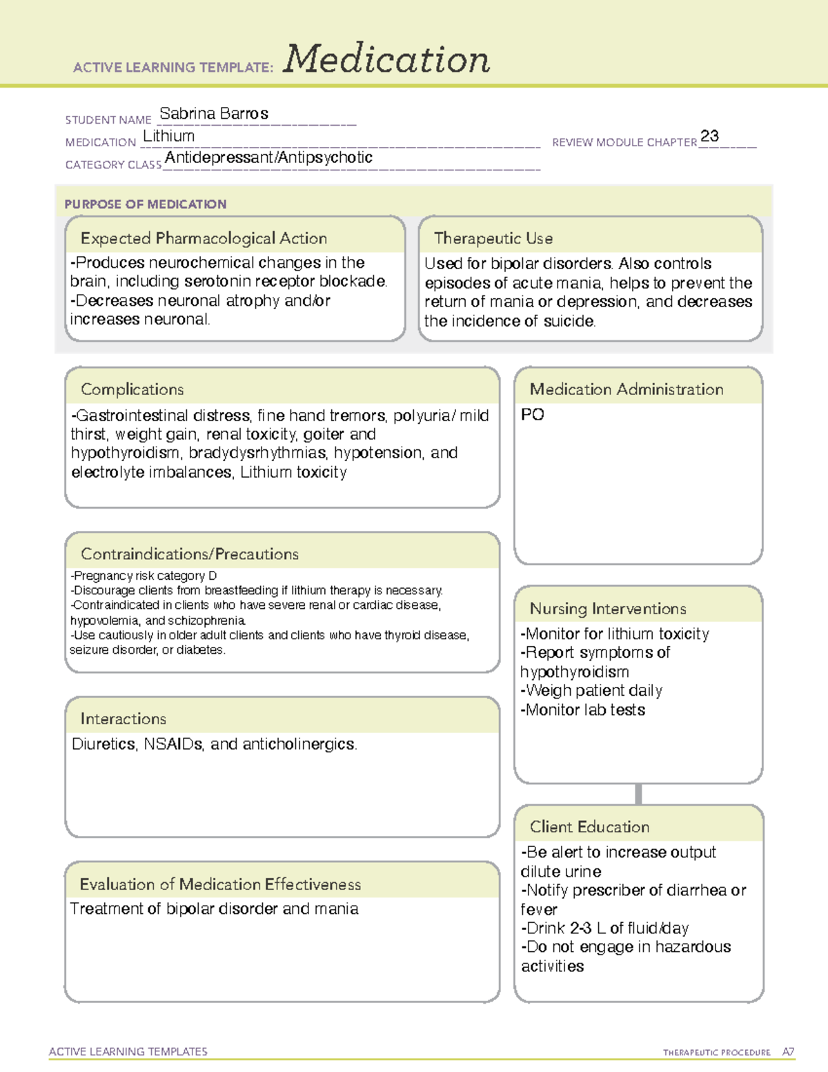 ATI MED lithium Templatedfbfs gsfwefwef - ACTIVE LEARNING TEMPLATES ...